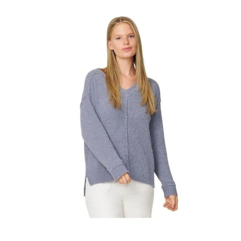 Women's Grey & Gray Cozy Luxe V-Neck Sweater, Size Medium